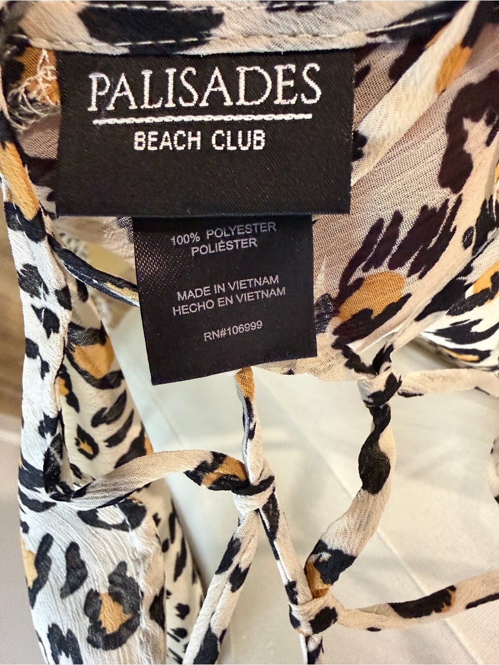 Palisades Beach Club Feline Leopard Swim Cover Up M/L Lace Up Tassel - Picture 4 of 5